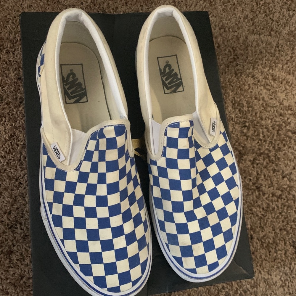 Blue Checkered Vans - Size 10.5 - Rare - Pre Owned